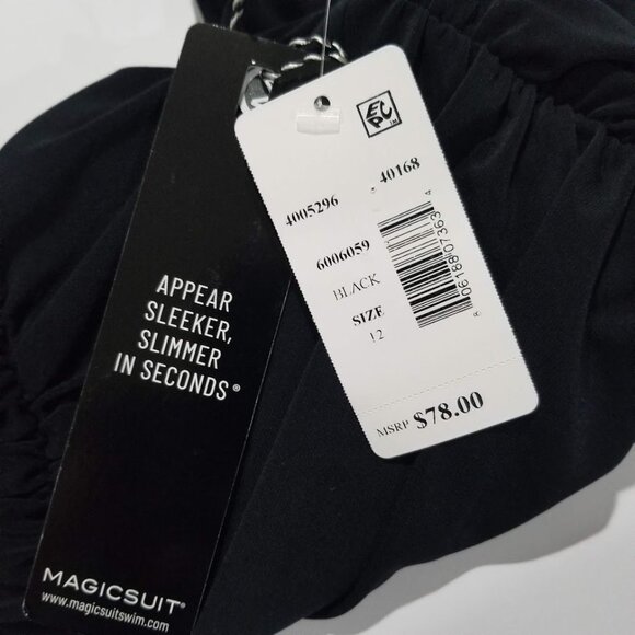 Magicsuit Shirred Bikini Bottom Black Size 12 - Picture 7 of 9